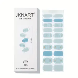 Christmas Style UV Gel Nail Stickers, Half-Cured Soft Gel Nail Wraps, Full Cover, Lamp Curing Required, 20pcs Set, Gel Nail Tips