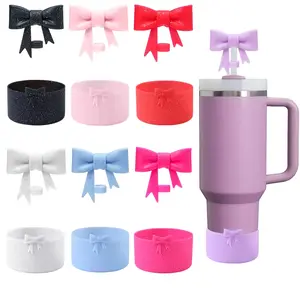 Compatible with Accessories Set Including 1 Pcs glitter powder Straw Cover Cap for 9-10 mm Straws, 1 Pcs  glitter powder Silicone Boot for Compatible with 40oz & 30oz Tumbler