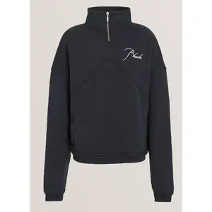 RHUDE Authentic Men's Vintage Black Heavyweight Embroidered Quarter Zip Sweatshirt SM - MSRP: $750