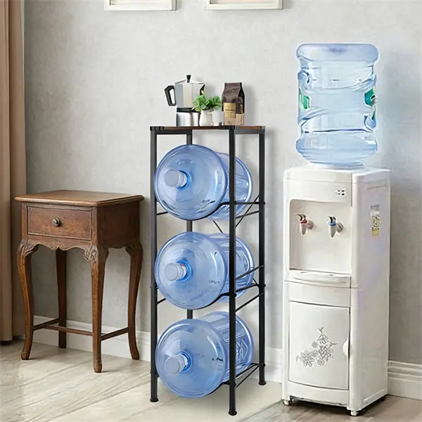 3-Tier 5 Gallon Water Bottle Holder with Shelves | Water Jug Stand Organizer for Kitchen, Living Room, Office | Water Bottle Dispenser Stand with Storage Shelves