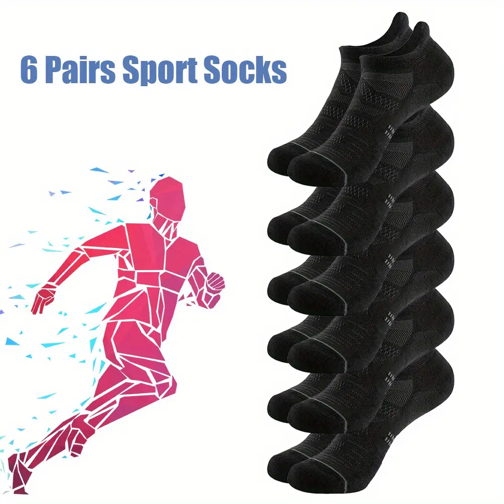 6-Pair Unisex Cushioned Compression Anti-Slip Sports Ankle Socks Multipack, Lightweight Breathable Short Athletic Socks, Anti Slip Socks, Sports Socks