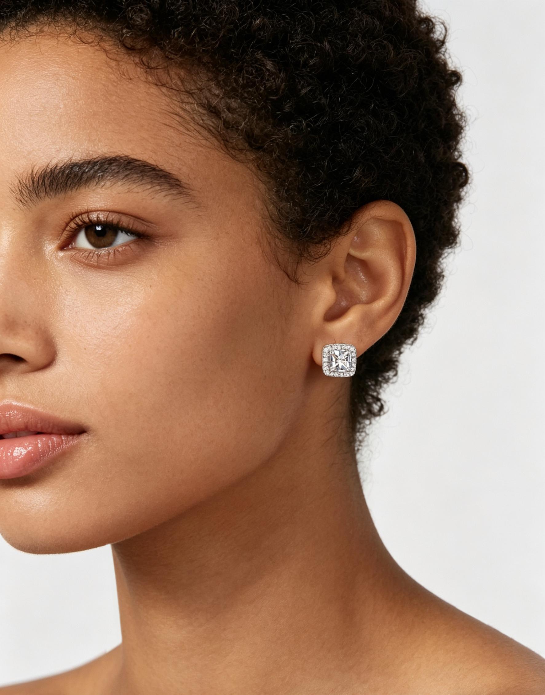 Luxury Sparkly Stud Earrings for Women | Cubic Zirconia Halo Earrings | Perfect Gift | TikTok Must-Have Hypoallergenic Earrings