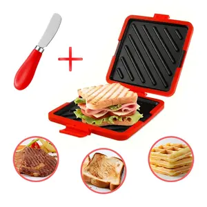New Microwave Sandwich Tray + Butter Knife Set, Food Grade Silicone, Quick Even Cooking, Dishwasher Safe, Suitable for Oven, Air Fryer, Kitchen Utensils Gadgets