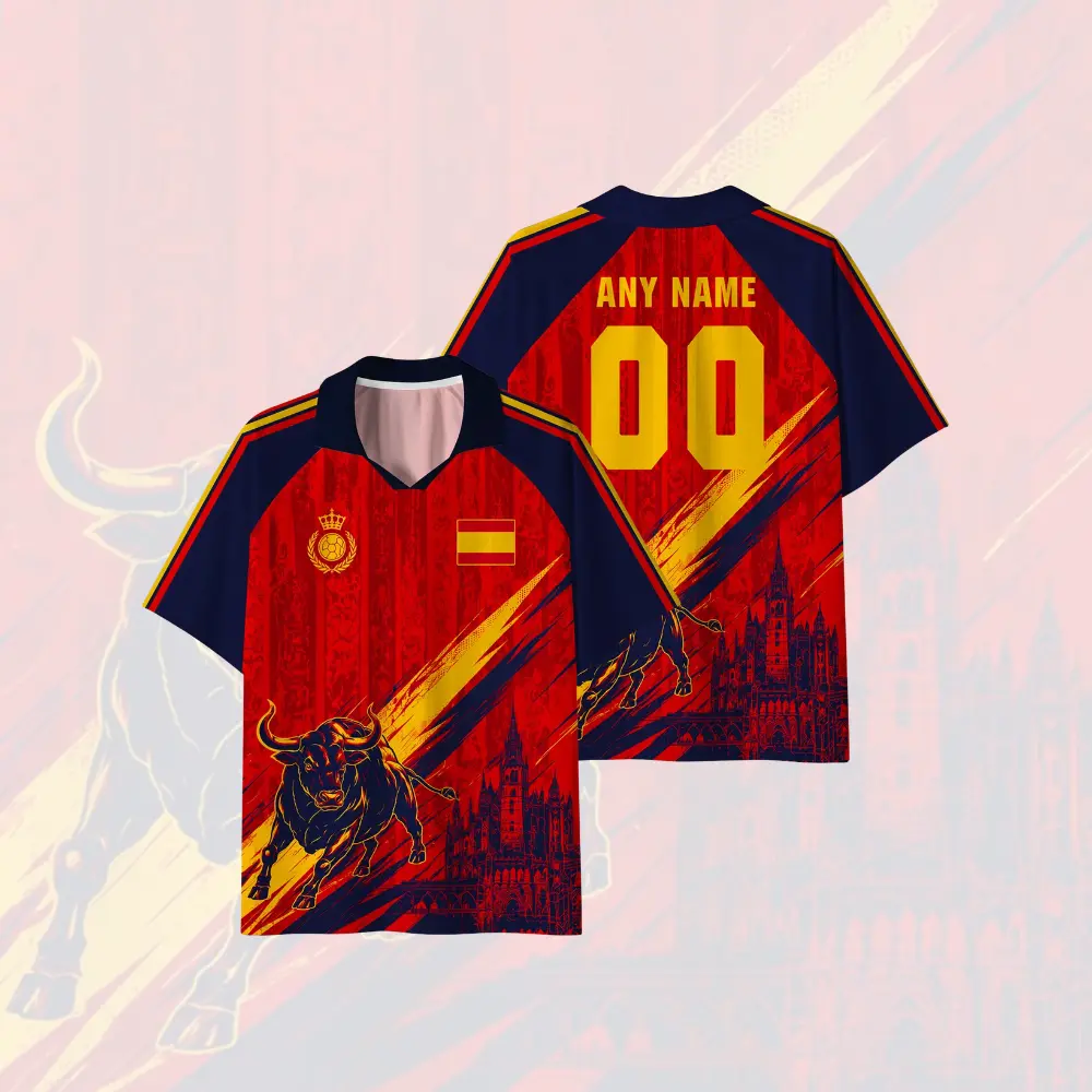 Personalized Spain Collared Soccer Jersey for Men & Women – Vintage Spanish Culture Football Shirt, Custom Fan Apparel, Perfect Gift for Birthdays, Holidays & Game Day