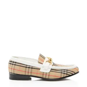 Pre-owned Burberry Women's Burberry Nova Check Leather Moorley Loafers - Size 7.5 / 37.5 by Rebag