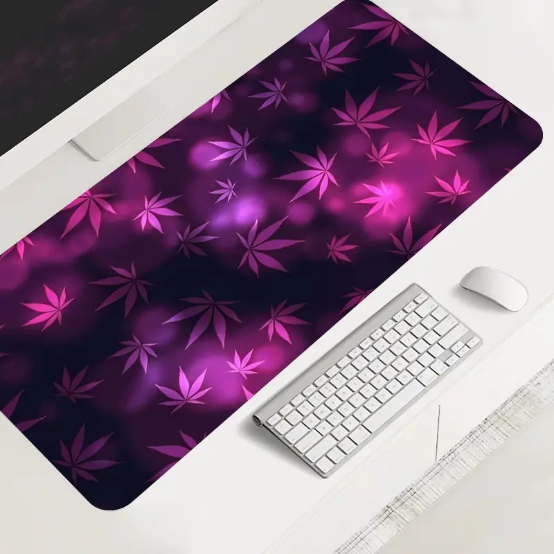 Extra Large Neon Pink Psychedelic Leaves Mouse Pad for Laptop Cannabis Pattern Made for Gaming Gaming Desk Pad Desk Mats 35x16 Inch Computer Keyboard Mousepad with Non-Slip Rubber Base Durable Stitched Edge Perfect Gift for Home and Office
