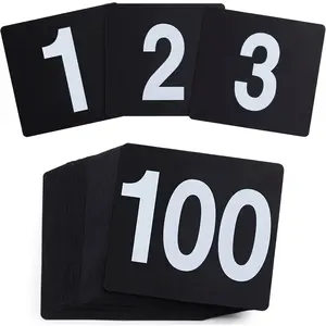 Table Number Cards 1-100 Double Sided 3.5" Plastic Number Signs for Wedding Reception Restaurant Black