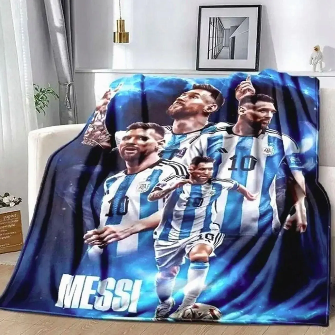 Football superstar L-Leo-Messi-i flannel adult and children's blanket sofa bed decoration blanket portable blanket gift,summervibes