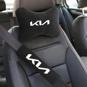 4PCS Suede Car Seat Belt Protect Shoulder Pads Cervical Spine Headrest Neck Pillow For Kia KN Sportage Morning Ceed Picanto Rio ProCeed Niro Car Accessories