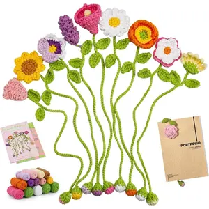 Crochet Kit for Beginners Adults, 10 Flower Bookmarks Beginner Crochet Kit Include Knitting Yarn, Step-by-Step Video Tutorial, Hook, Holiday Birthday Christmas Gift for Friends Families