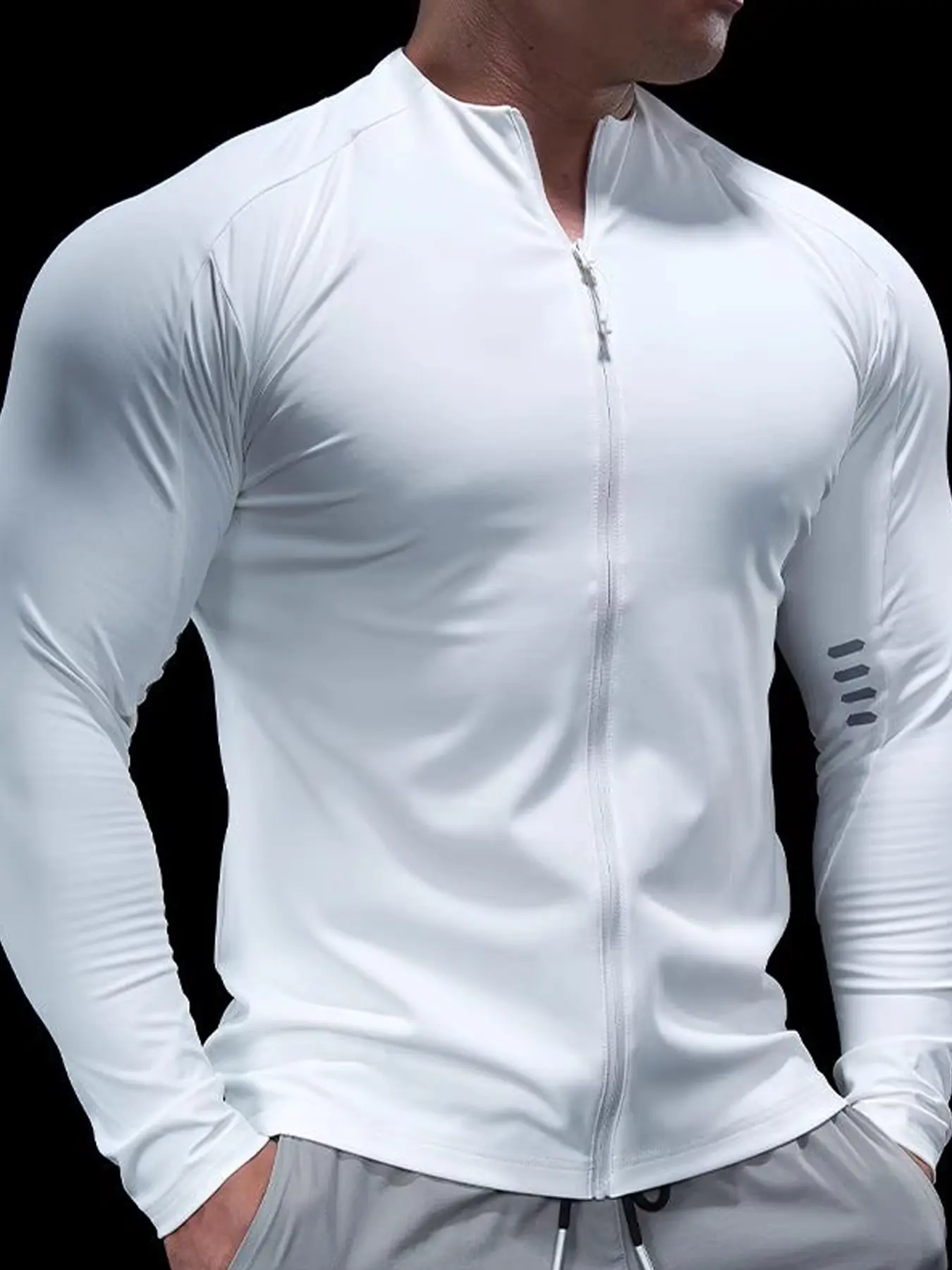 Men's Lightweight Sporty Jacket, Full-Zip Round Neck Long Sleeve, Quick-Dry Cotton Blend, Seamless Design, Multiple Colors Available, Sport Activewear, Zip Up Sportswear