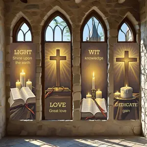 Easter Theme Backdrop Banner, 4 Counts/set Bible Quote Pattern Church Banner, Wall Decor for Church Sanctuary Walls, Home Decor, Ornaments