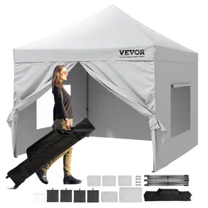 【fathersdaygift】VEVOR 10x10 FT Pop up Canopy with Removable Sidewalls Instant Canopies Portable Gazebo & Wheeled BagUV Resistant WaterproofEnclosed Canopy Tent for Outdoor EventsPatioBackyardPartyCamping