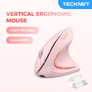 TECKNET Ergonomic Mouse Wireless, Rechargeable Mouse Silent for Carpal Tunnel Right Hand, 2.4GHz USB Vertical Mouse Wireless for Laptop, 5 Adjustable 4800 DPI, Computer, MacBook, Desktop