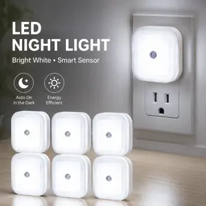 LED Night Light Lamp 6-Pack, 0.5W Plug-in Night Lights with Smart Dusk to Dawn Sensor, Daylight White Automatic Nightlight for Bedroom, Bathroom, Hallway, Kitchen, Kids Room, Nursery, Stairs and Home Safety Lighting
