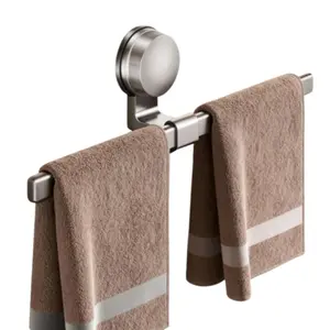 No-Drill Suction Cup Towel Rack, Movable Rust Resistant Storage Organizer, Easy Installation Wall Mounted, Multi-functional for Bathroom, Kitchen, Shower, Balcony