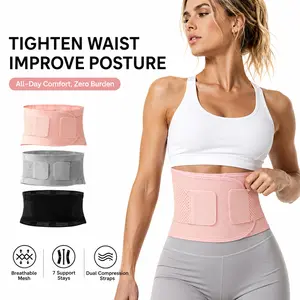 Breathable Back Brace for Men & Women, Lightweight Lumbar Support Belt with 7 Bionic Support Strips, Adjustable Comfort Fit, CE Certified for Daily Wear & Workout