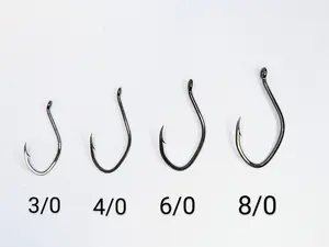 T's Offset Hooks 5-Pack for Catfishing with Cut or Live Bait, Multiple Sizes 3/0-8/0 for Spin Casting or Baitcasting