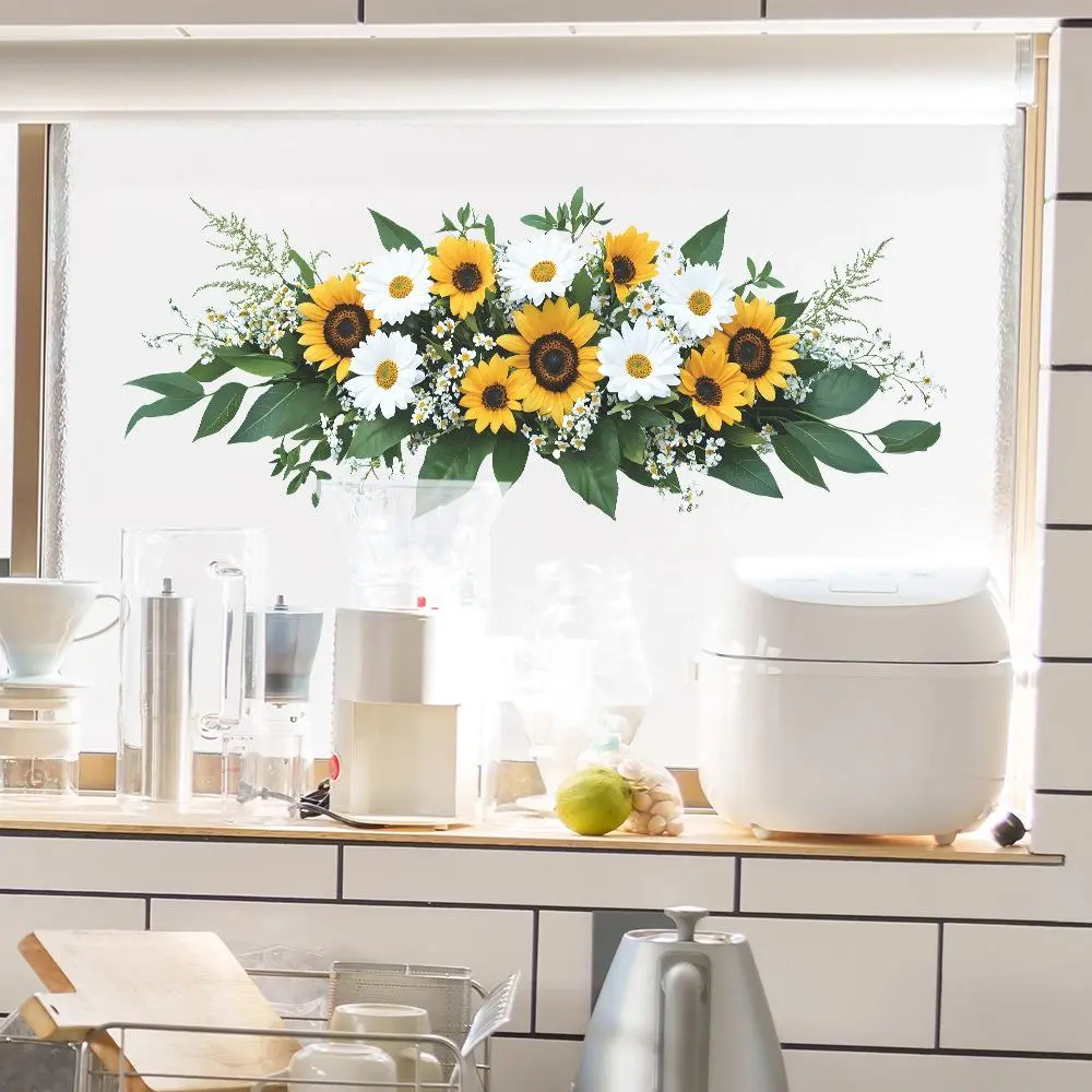 1pcs Fresh Sunflower Wall Stickers, Suitable for Bedroom and Living Room Wall Decoration Stickers, Self-adhesive and Removable