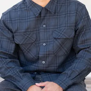 Pendleton Men's Classic Long Sleeve Wool Checked Board Shirt - Black Shadow Plaid, Bias Cut, Graphic Design, Pocket Detail, Wool Fabric, Casual Menswear Top