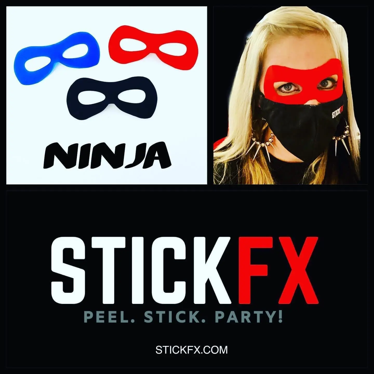 StickFX Classic Hero Mask adult size reusable self stick silicone costume superhero mask