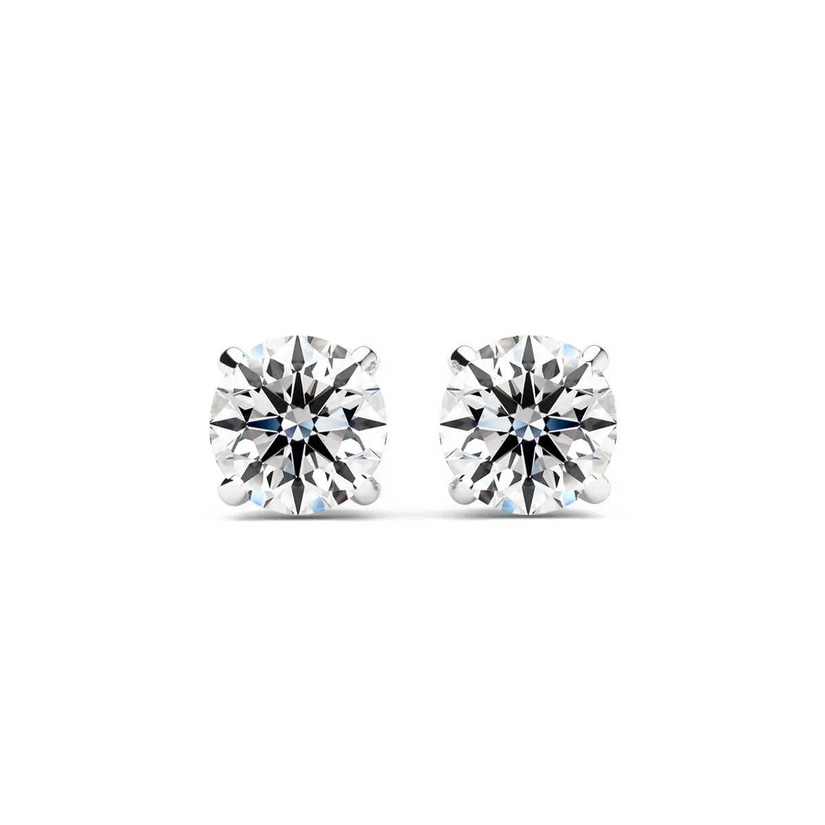 1/2 Carat Lab Grown Real Diamond Stud Earrings In White Gold