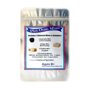 Children's Easy to Bake Oven Mixes Play Toy Oven Real 7 Mixes Mega Refill Kit Cupcakes Cookies Frosting Sprinkles Ultimate Set Cooking Baking Supplies Super Pack Net Wt 6.2 oz DIY Decor