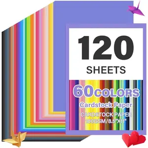 120 Sheets 8.5" X 11" Colored Cardstock, 60 Assorted Colors Construction Paper Card Stock Printer Paper For Printing, Cardstock Paper, Color Paper For Diy Crafts,  School Supplie(180gsm/65lb)