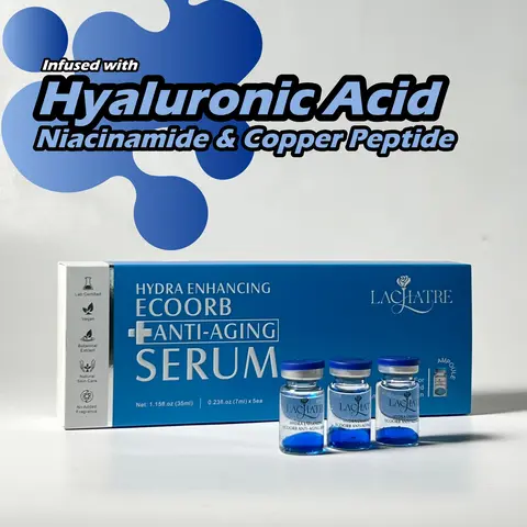 LACHATRE BEAUTY Blue Hydra Enhancing EcoOrb Anti-Aging Serum - Hyaluronic Acid, Niacinamide, Tuber Magnatum Extract, Copper Tripeptide-1 - Vegan Nontoxic Skincare for Hydration, Soft Skin, Dark Circles Treatment, Fading Dark Spots