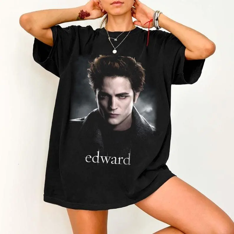 Gildan Unisex Twilight Theme T-Shirt - Classic Fit, 100% Cotton, Round Neck, Shortsleeve, Fitted Cut, All Seasons Casual Streetwear Top, Edward Cullen Print, True Size Run, Halloween Use, Do Not Dry Clean, Non-Chlorine Safe