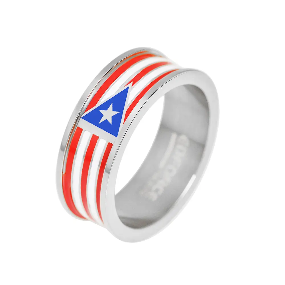 My Daily Styles Men's Metal Jewelry Rings with Patriotic Flag Band Design, Available in Gold Tone or Silver Tone Finish, Sizes 8-13, Metal Rings, Non-Tarnish Stainless Steel Rings
