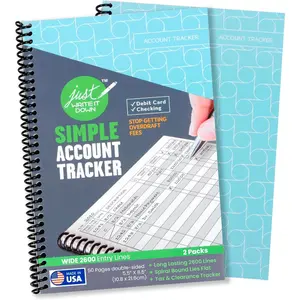 's  Check Book  & Debit Card  Notebook - Checking Account , Business ,  Log & Expense  - Standard Edition - 2 count, Blue