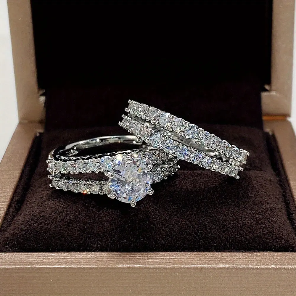 2 Shiny Women's Proposal Rings Luxury Proposal Wedding Rings Jewelry Gift Fashion Jewelry Accessories Anniversary Rings Valentine's Day Gift