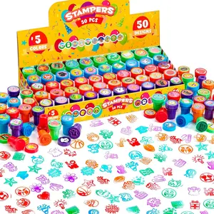 50 Pcs Assorted Stamps for Kids - Self-Ink Stamps with 50 Designs for Birthday Party Favor, Carnival Prizes, School Stampers, Goodie Bag, Easter Treasure Box Toys (Zoo, Holiday Stampers)