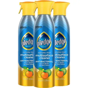 Pledge Everyday Clean Multi Surface Cleaner & Antibacterial Spray Aerosol, Works on Wood, Granite, and More, Fresh Citrus, 9.7 Oz (Pack of 3) SC Johnson
