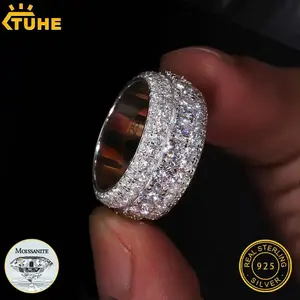 Fine Jewelry VVS1 With Certificate Moissanite Rings For Men Hip Hop Pave Setting S925 Sterling Silver Rings Hip Hop Jewelry