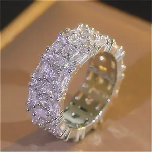Princess Square CZ Copper Ring Valentine's Day Mother's Day Gift Wedding Bride Engagement Promise Anniversary Birthstone Ring Valentine's Day Mother's Day Gift  Daily/Party/Holiday Gift