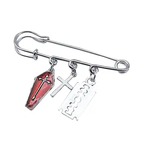 Trend Brooch Cross Blade/Five-Pointed Star Bone/Paper Clip Lapel Pin