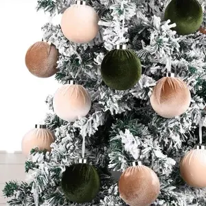 Christmas Tree Ornaments Velvet Balls - Pack of 15pcs Shatterproof Xmas Bulbs Decorations Set Multicolor
