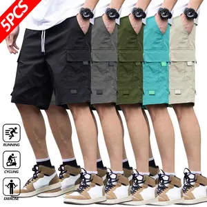 Men's casual five-point work pants, drawstring design, comfortable fabric, suitable for daily commuting, sports and leisure, street dance, skateboarding, trendy style, perfect choice for summer wear.