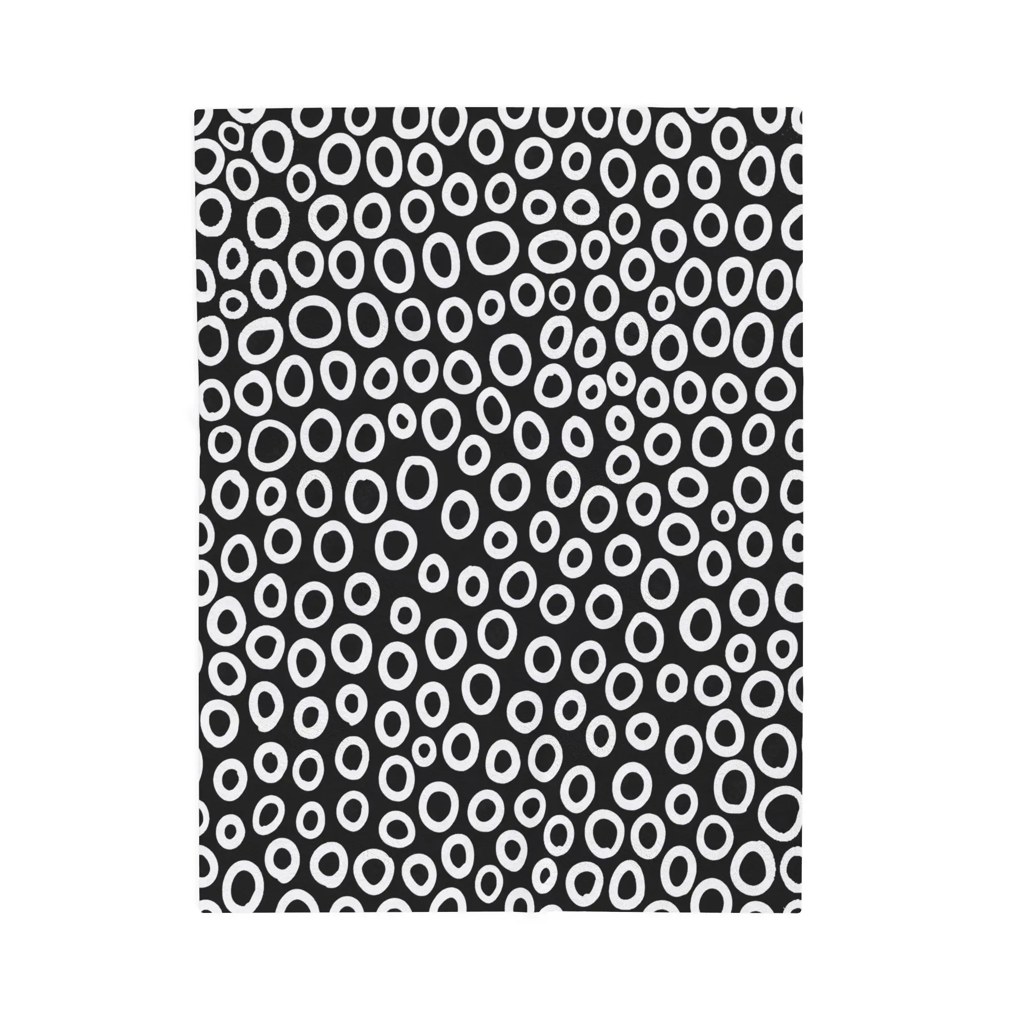 Black White Doodle Circles Velveteen Plush Blanket