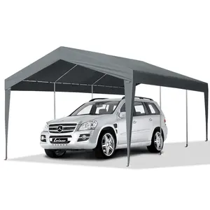 12x20 FT Heavy Duty Carport Canopy Grey No Sidewalls Portable Garage Tent All Weather Shelter