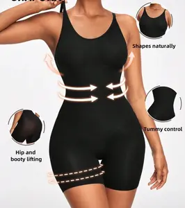 Women One Piece Shapewear Bodycon Romper with Spaghetti Strap Black- CHOOSE SIZE