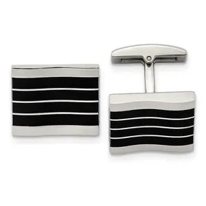 Chisel Stainless Steel Black Cat's Eye Cufflinks with Polished Finish Gift Ready