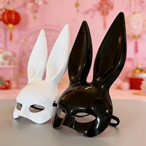2 pieces - Brightly colored rabbit face masks in black and white. Suitable for costume parties, nightclubs, role-playing and formal events. Rabbit mask for costume parties, rabbit ears mask, Halloween rabbit dance party Bunny Mask Accessories