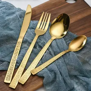 Stainless Steel Cutlery Set, Elegant Square Design, Durable and Dishwasher Safe, Includes Fork Spoon Knife (20 Pieces)
