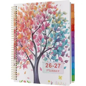 2026-2027 Appointment Book Weekly Quarter-Hourly, July 2026 - June 2027 Agenda 2026-2027 Academic Planner with Colorful Tabs, 8.5"x11", Spiral Binding, Hardcover, Note Pages, Pockets