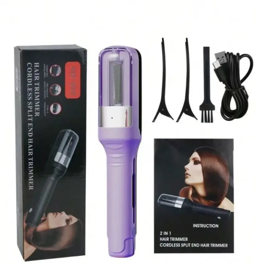 Renhui C-Shaped USB-C Rechargeable Electric Split End Trimmer - ABS Plastic Portable USB Rechargeable Hair Trimmers & Clippers, Compact Self-Grooming Kit for Home/Salon Use, Wireless Women's Beauty Gift