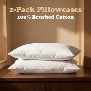 [Memorial Day Sale]NTBAY 2-Pack Cotton Pillowcases - Soft & Breathable Natural Bed Pillow Cases, Skin-Friendly Fade-Resistant Pillow Covers with Envelope Closure, Set of 2 outdoorfun