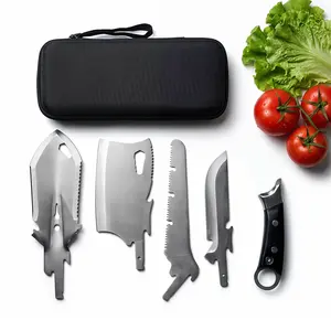 4-Piece Outdoor Camping Knives Set - Premium Boning, Sturdy Durable Portable Multi Tool Cutlery, Compact Adventure Cutlery for Camping, Hiking, Lightweight EDC Barbecue Hand Tool with Storage Bag